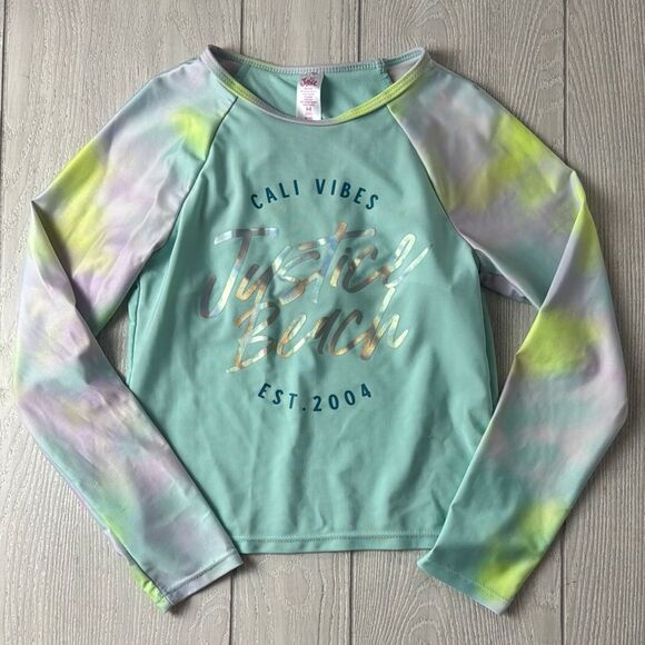Girls Swim rash guard top, Justice, swim size 10 - Picture 1 of 6
